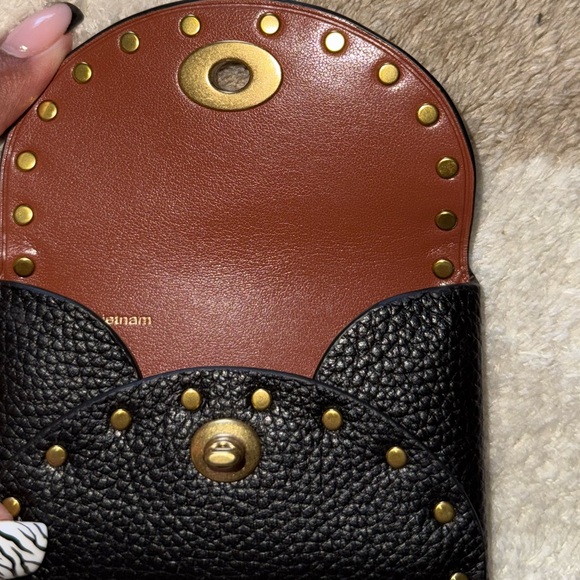 Coach Pebbled Leather Gold Studded Coin Wallet - Picture 2 of 3